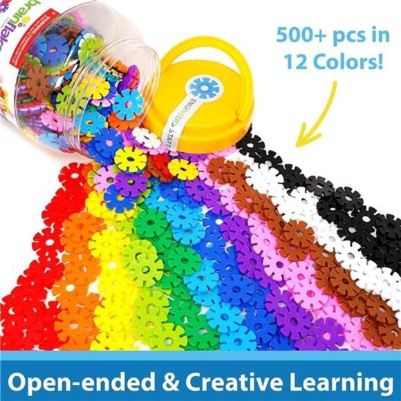 Kids 500 Piece Set, Ages 3+ Interlocking Plastic Disc Toys for Creative Building - Picture 4 of 6